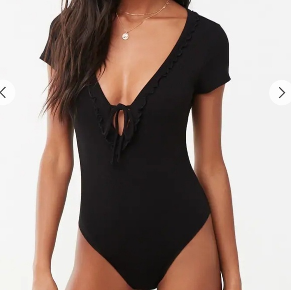 Black V neck body suit - Picture 1 of 5